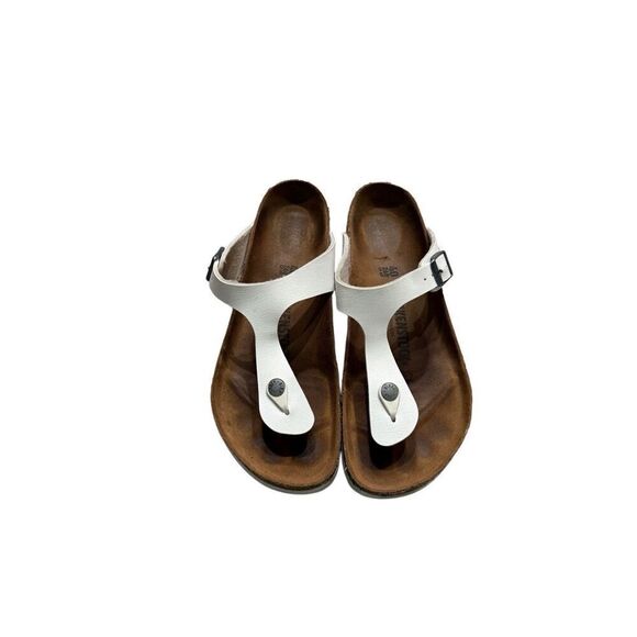 Birkenstock Womens White Gizeh Birko-Flor T-Strap Sandals Size 9.5 - Picture 1 of 10